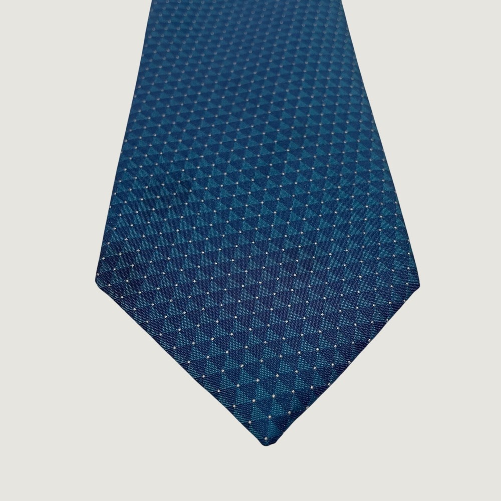 Perry Ellis Portfolio Mens Blue Geometric Triangle Micro Dot Polyester Necktie